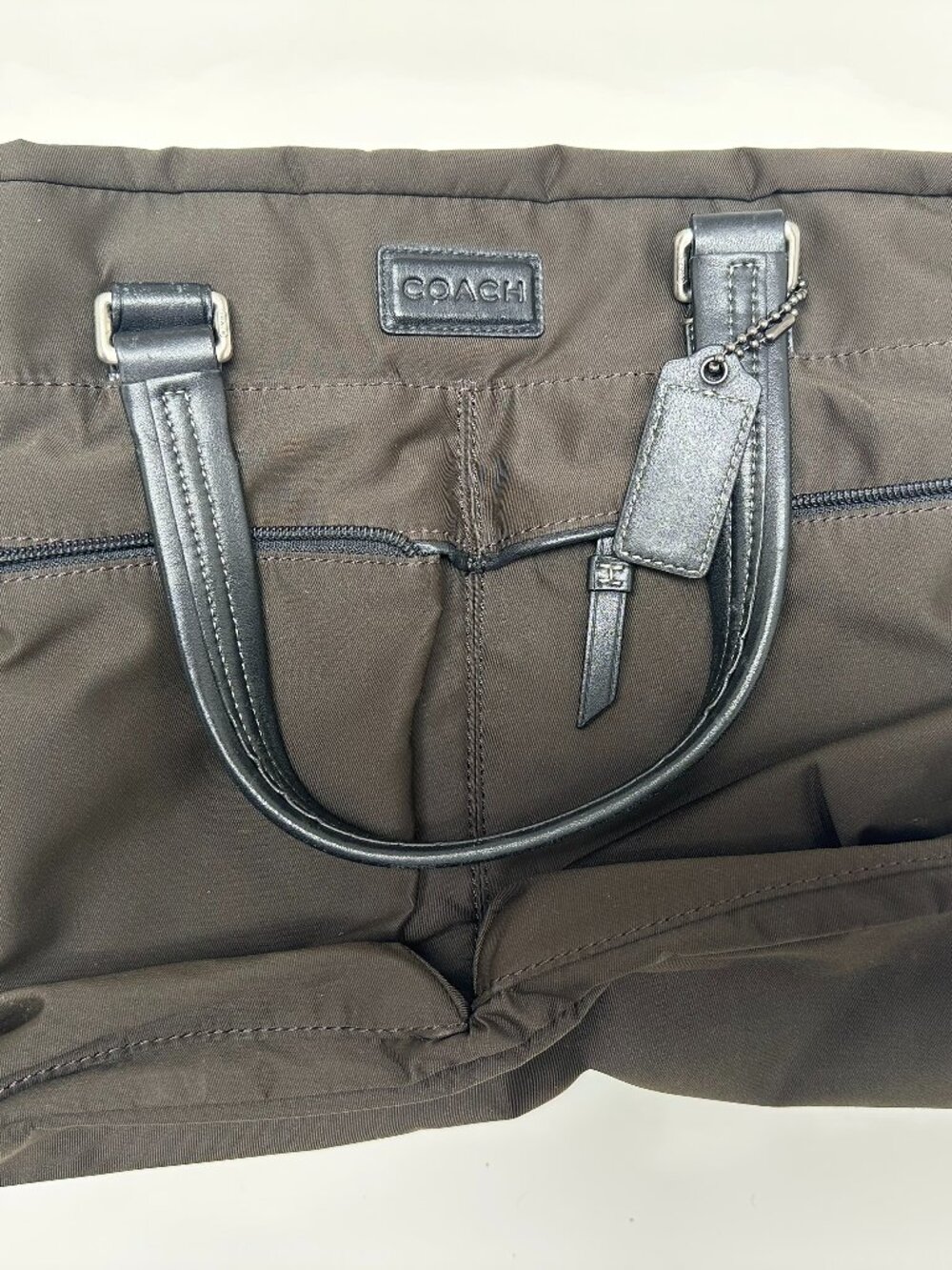 Coach 70681 Varick Nylon Messenger Bag Brownish green Unisex